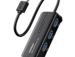 UGreen USB Type-A Male to Ethernet Adapter with 3-Port USB Hub - Black