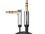 UGreen AV119 Right-angled 3.5mm Flat Aux Cable 1.5m - Black/Silver
