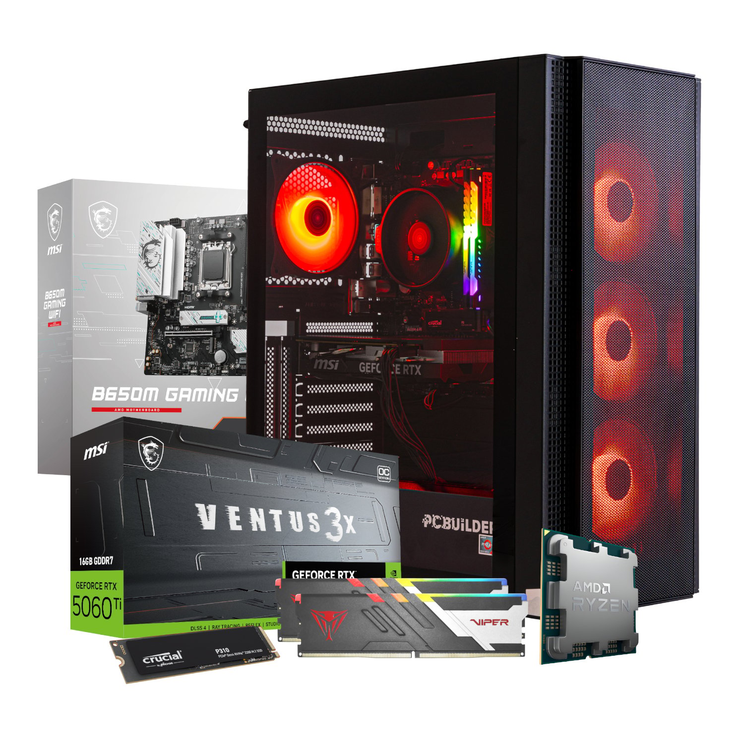 PCBuilder Nexus Gaming PC | AMD Ryzen 5 9600X | 32GB DDR5 | RTX 5060 Ti | 1TB | Windows 11 Home