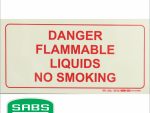 Photoluminescent 190mm Safety Sign - F46 Danger Flammable Liquids No Smoking