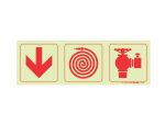 Photoluminescent 190mm Safety Sign F7 Arrow Down Fire Hose Reel Fire H