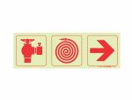 Photoluminescent 190mm Safety Sign F9 Fire Hydrant Fire Hose Reel Arrow Right