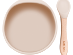 Silicone Suction Bowl and Spoon Set - Ivory