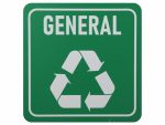 Sign Symbolic Green Printed General Waste Recycle Sign on White ACP 150*150mm