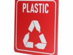 Sign Symbolic Red Printed Plastic Only Recycle Sign on White ACP 150*150mm