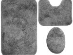 Casey Bathroom Dark Grey 3 Piece Mat Set