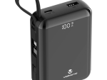 Volkano Solace Series 20 000 mAh Power Bank with Built-in USB-C & Lightning Cable – Black