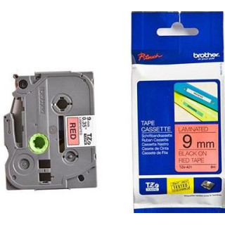 Brother 9MM Black on Red Laminated tape