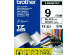 Brother 9MM Black on White Laminated tape