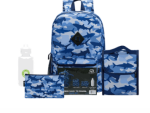 Quest 4-Piece Backpack Set Shark Camo Blue