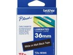 Brother 36MM White on Matt Black Laminated tape