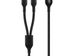 Pro Bass Cord Series 1.2m 15w USB-A to 2x USB-C Braided - Black