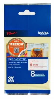 Brother 9MM Red on White Non-Laminated tape