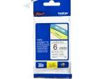 Brother 6MM Black on White Laminated tape
