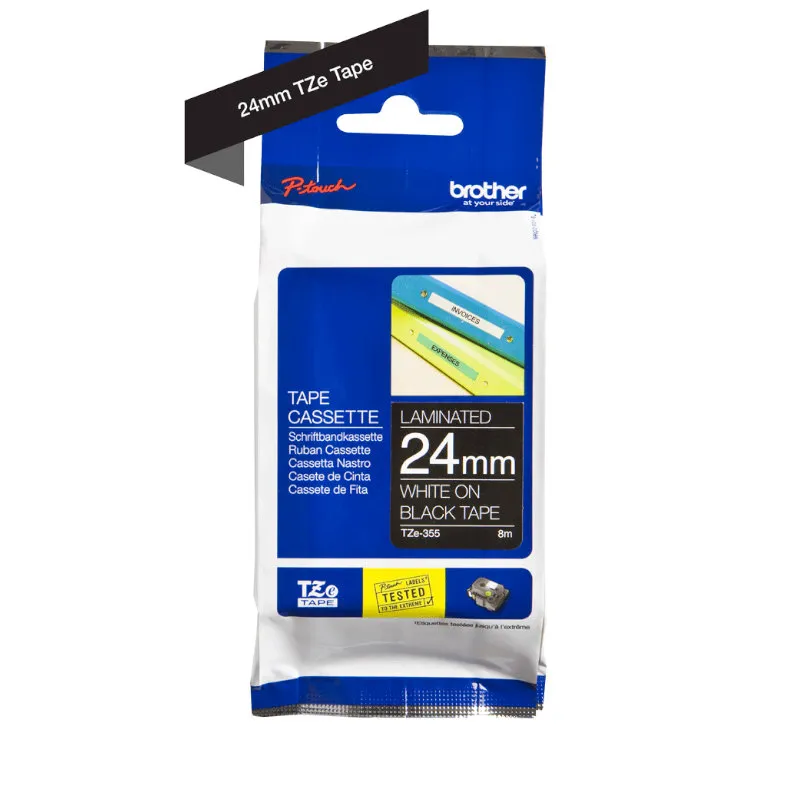 Brother 24MM White on Black Laminated tape