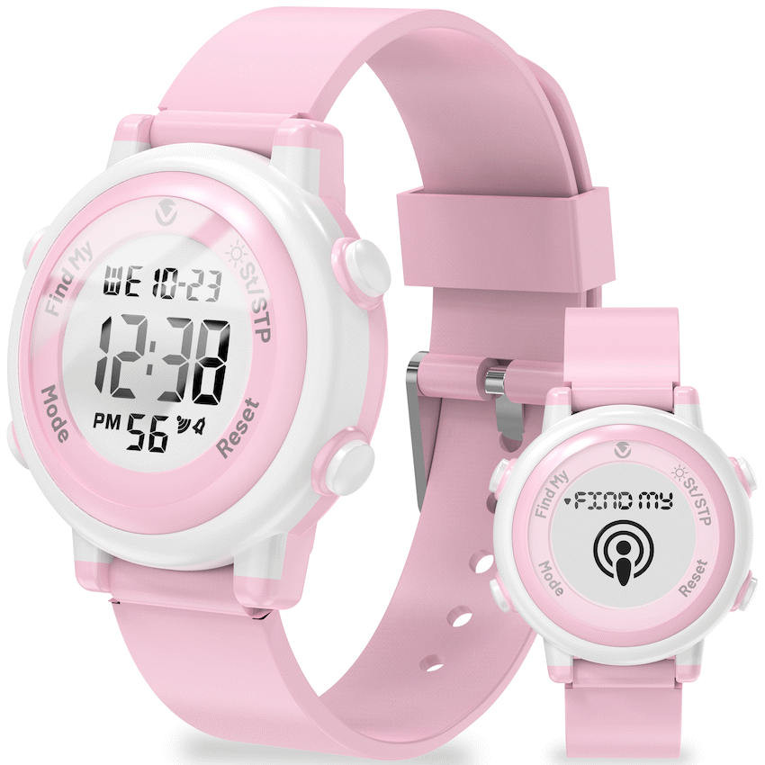 Volkano Kids Digital Watch with Apple Find My - 3ATM Waterproof (Anti-Lost) Pink