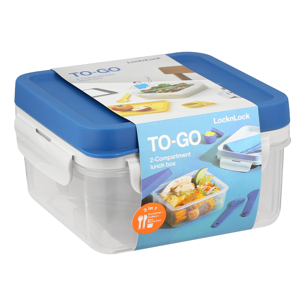 LocknLock To Go 2in1 Lunch Box 1.2lt Blue