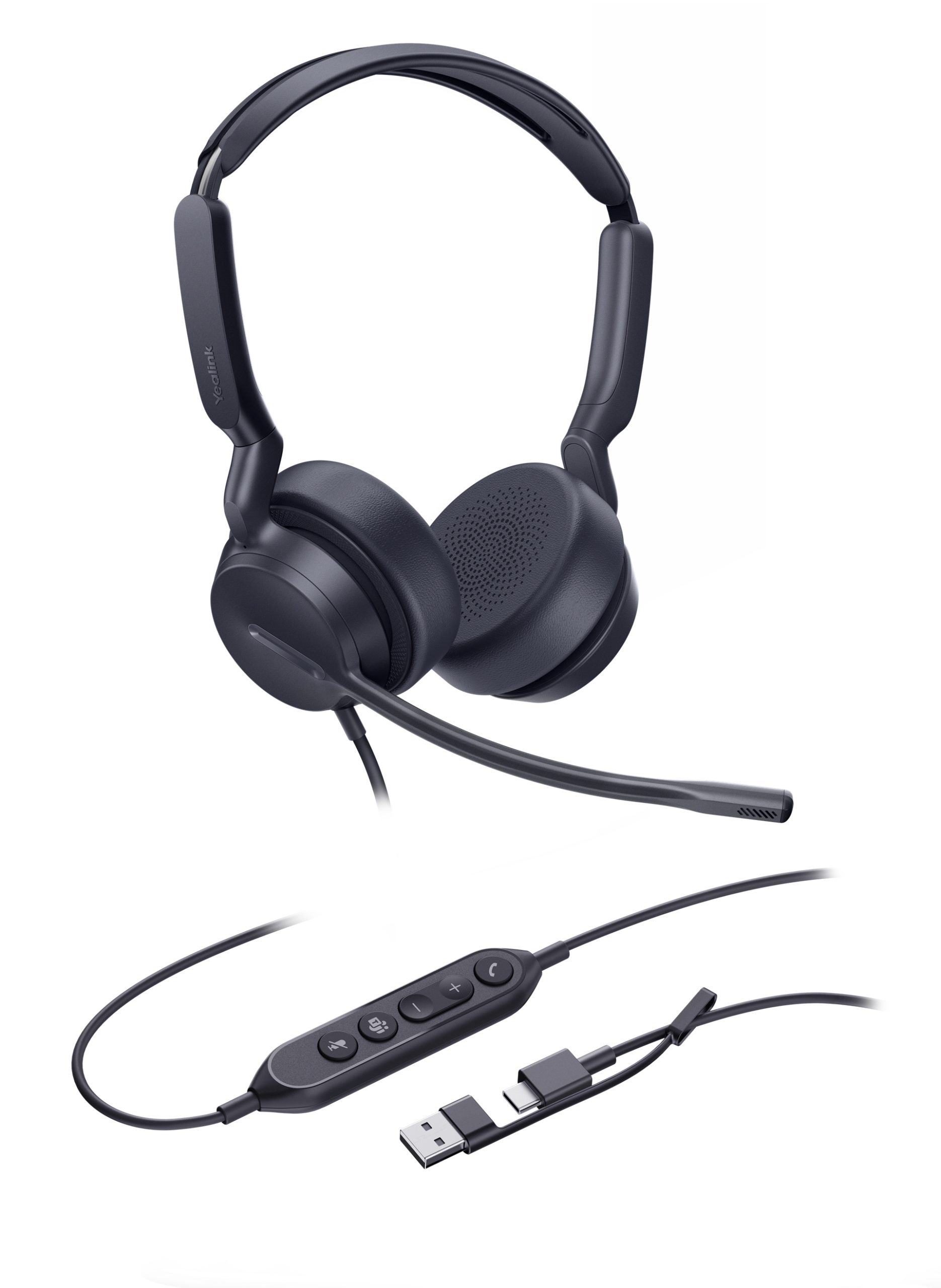 Yealink UH42 SE Dual USB Headset, USB-C With USB-C/A Adapter, Teams Certified