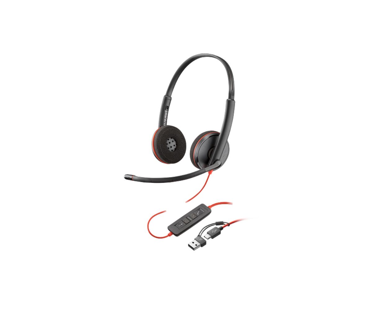 HP Accesories Poly Blackwire 3220 Stereo USB C HeadSet +USB C/A Adapter