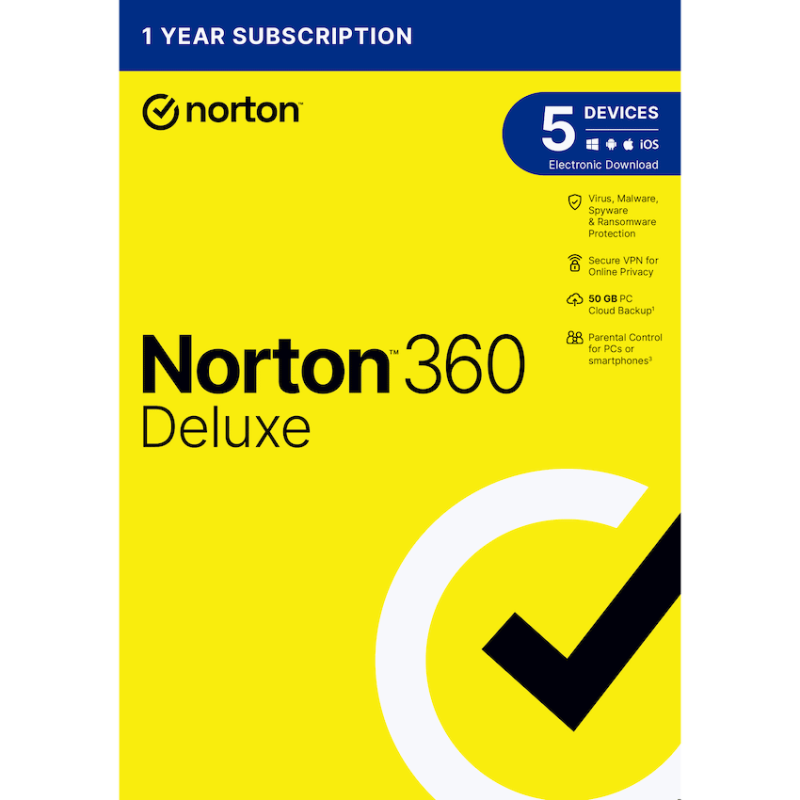 Norton 360 Delux 50GB AF 1 User 5 Device 12Month