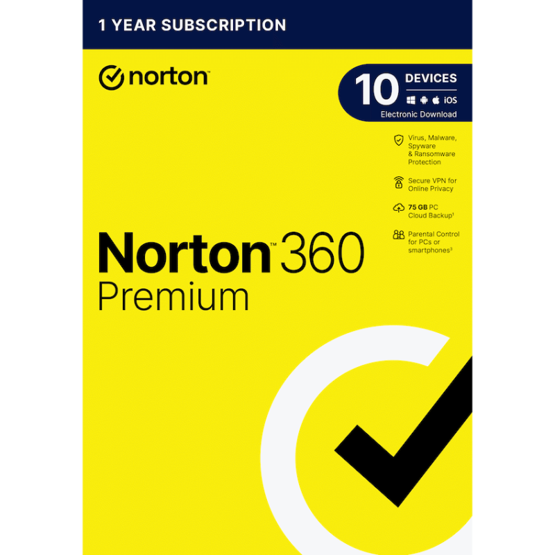 Norton 360 Premium 75GB AF 1 User 10 Devices 12 Month