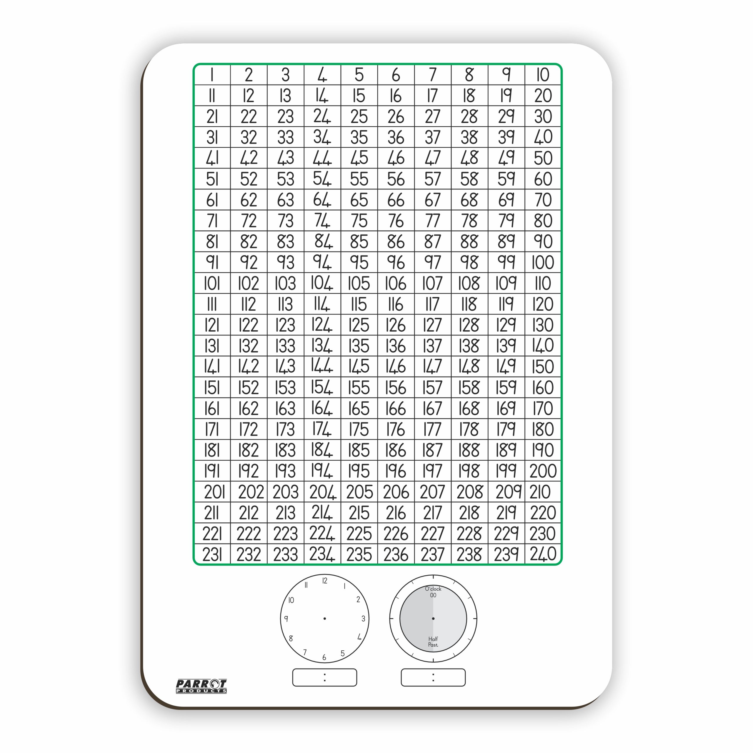 Writing Slate Number Chart and clock Markerbord 297*210MM Tens