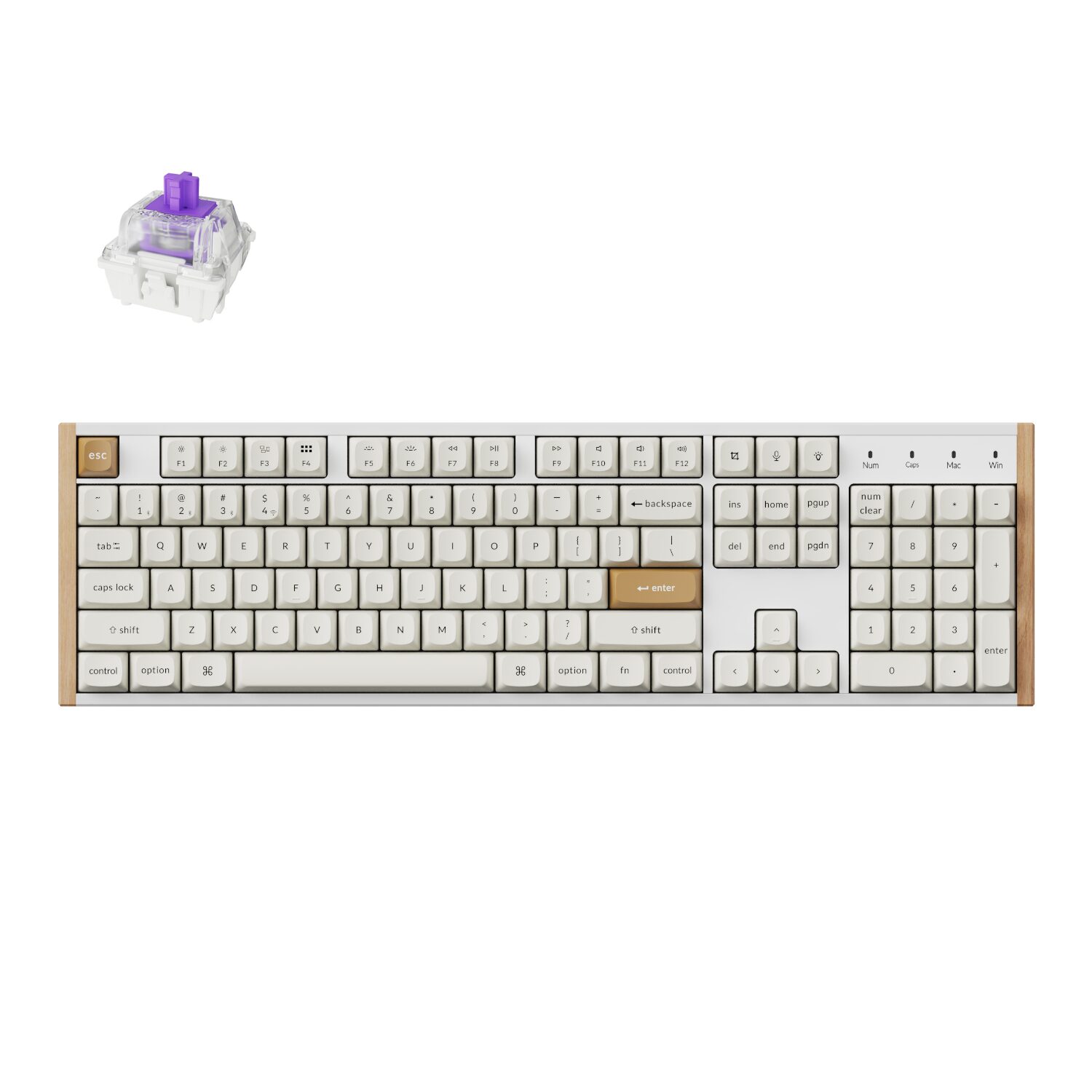 Keychron K10 HE Special Edition Full-size Hot-Swap Gateron Dbl-Rail Nebula Switch RGB Wireless Keyboard – White (Wood + Al)