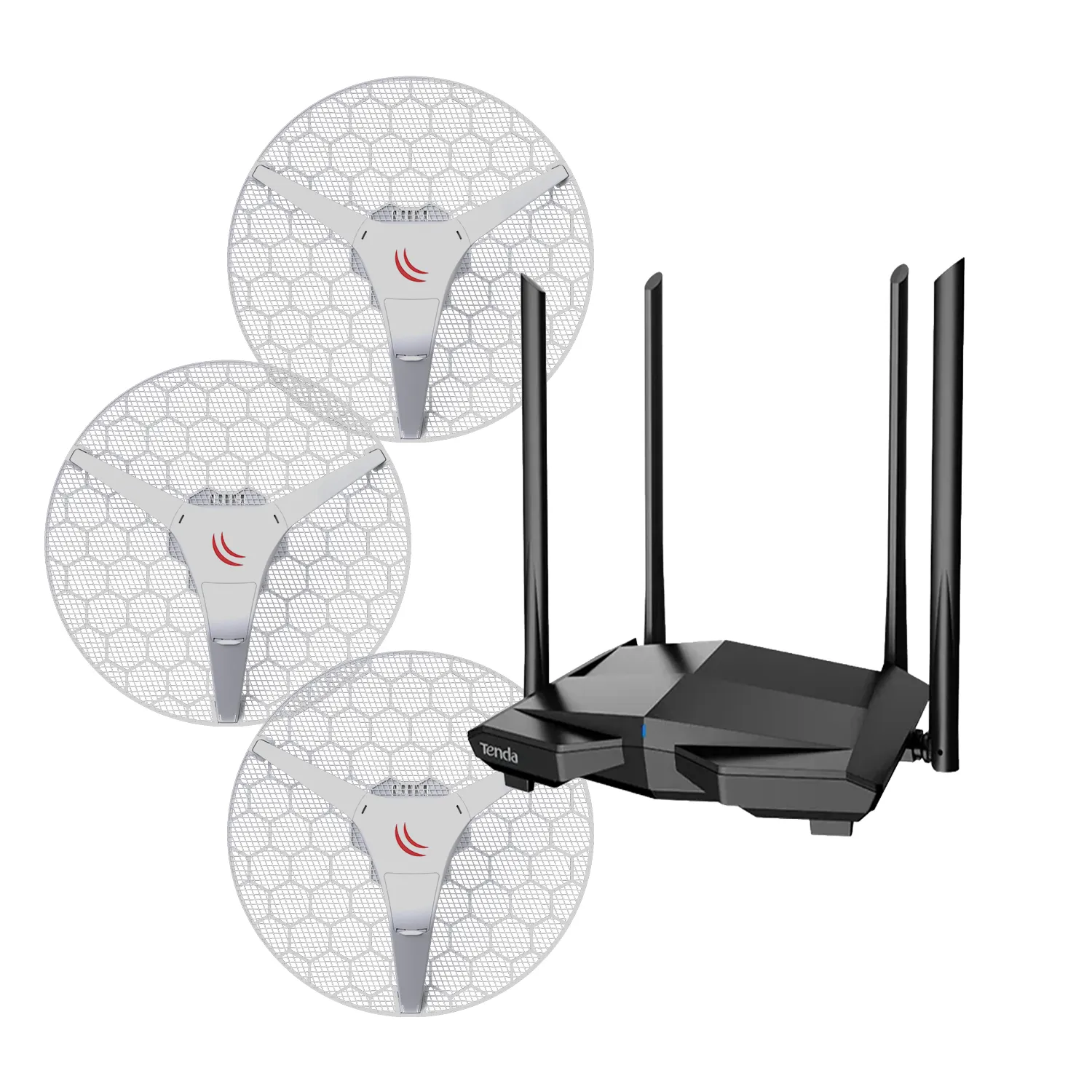 MikroTik?3-Pack LHG 5 (3 PACK) & Tenda AC10 Router (x3) Bundle