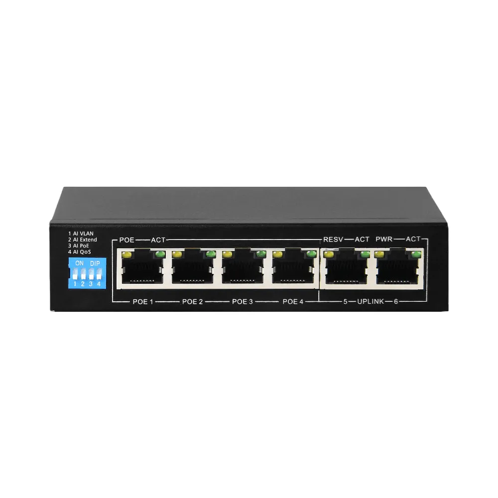 UltraLAN 4-Port 10/100 PoE Switch + 2 FE Uplink - 60W with AI Watchdog