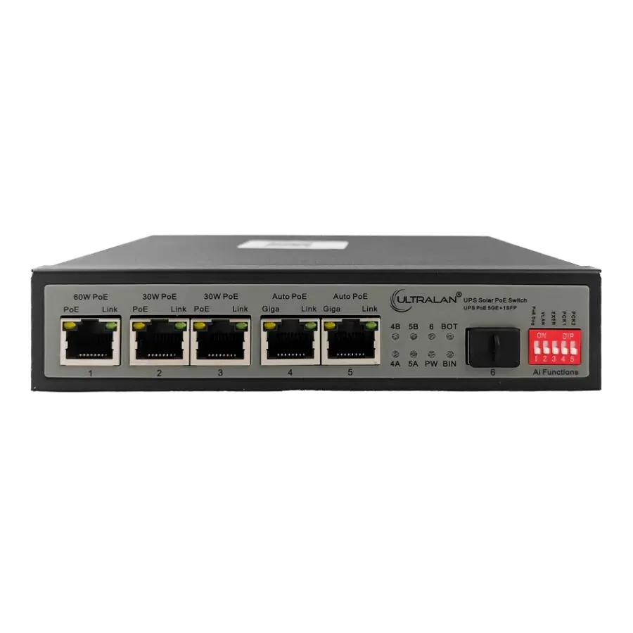 UltraLAN 5port Gigabit Solar and Battery Powered PoE Switch