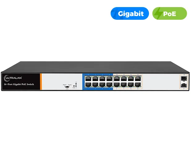 UltraLAN 16 Port 150W Gigabit Ethernet AI PoE Switch with 2 SFP Uplink