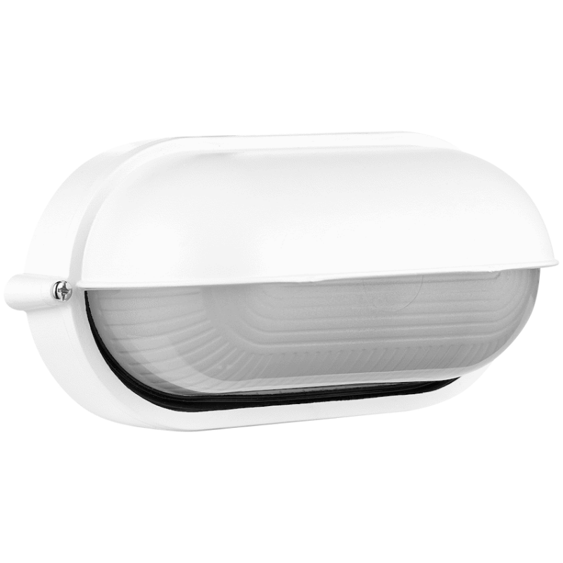 Ellies Arc Series - AC Oval Bulkhead - Aluminium + Glass - E27 Base - WT