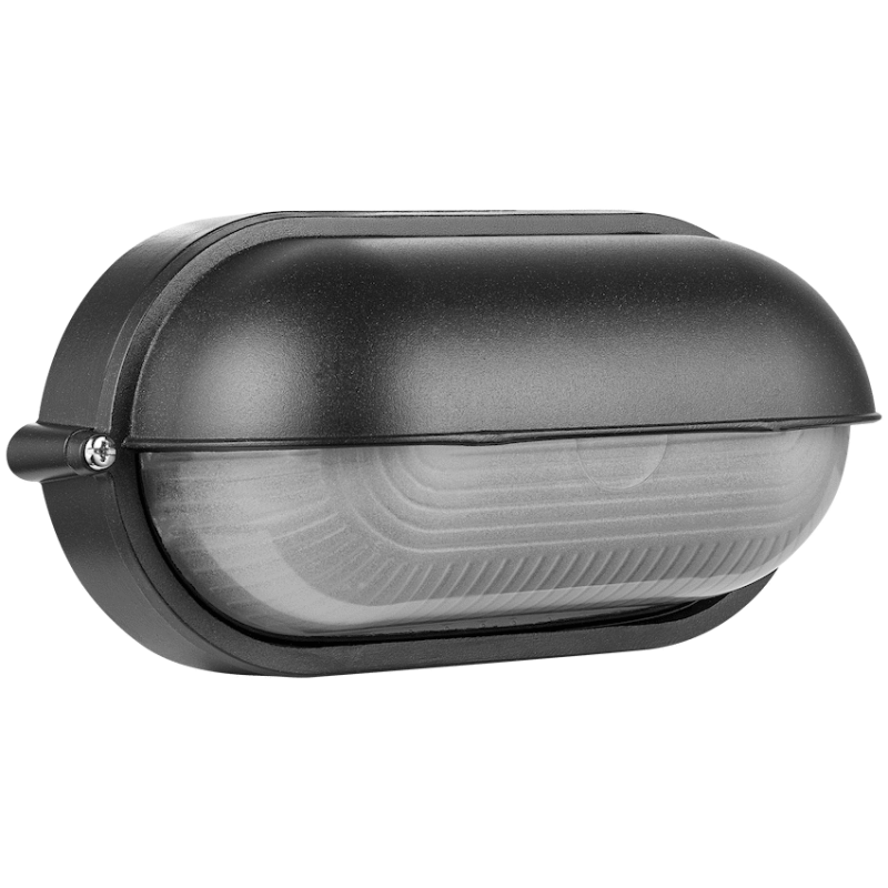 Ellies Arc Series - AC Oval LED Bulkhead - Aluminium + Glass - E27 Base - BK