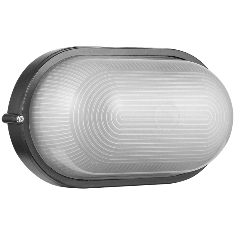 Ellies Illume Series - AC Oval Bulkhead - Aluminium + Glass - E27 Base -BK