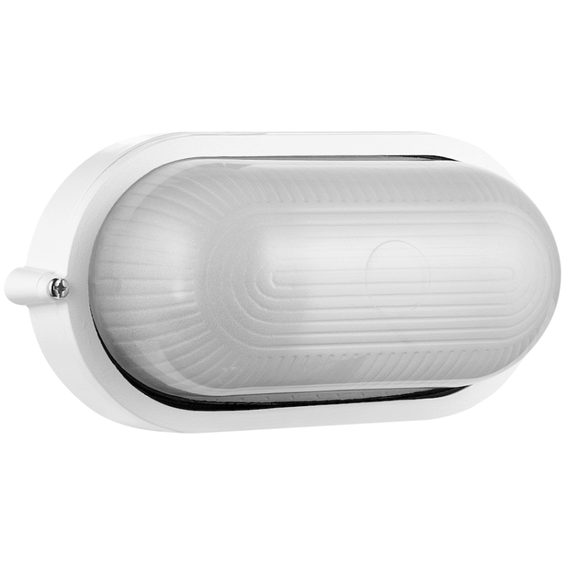 Ellies Illume Series - AC Oval Bulkhead - Aluminium + Glass - E27 Base -WT