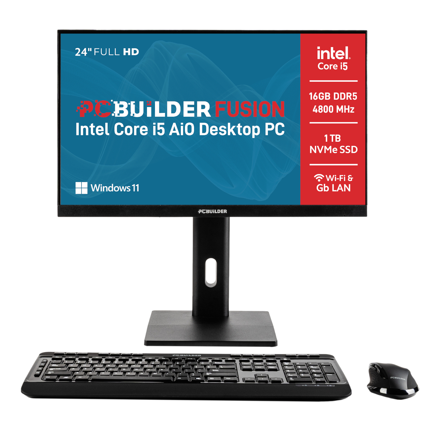 PCBuilder Fusion AIO Desktop PC | 24" | Intel Core i5-12400 | 16GB DDR5 | 1TB | Windows 11 Pro