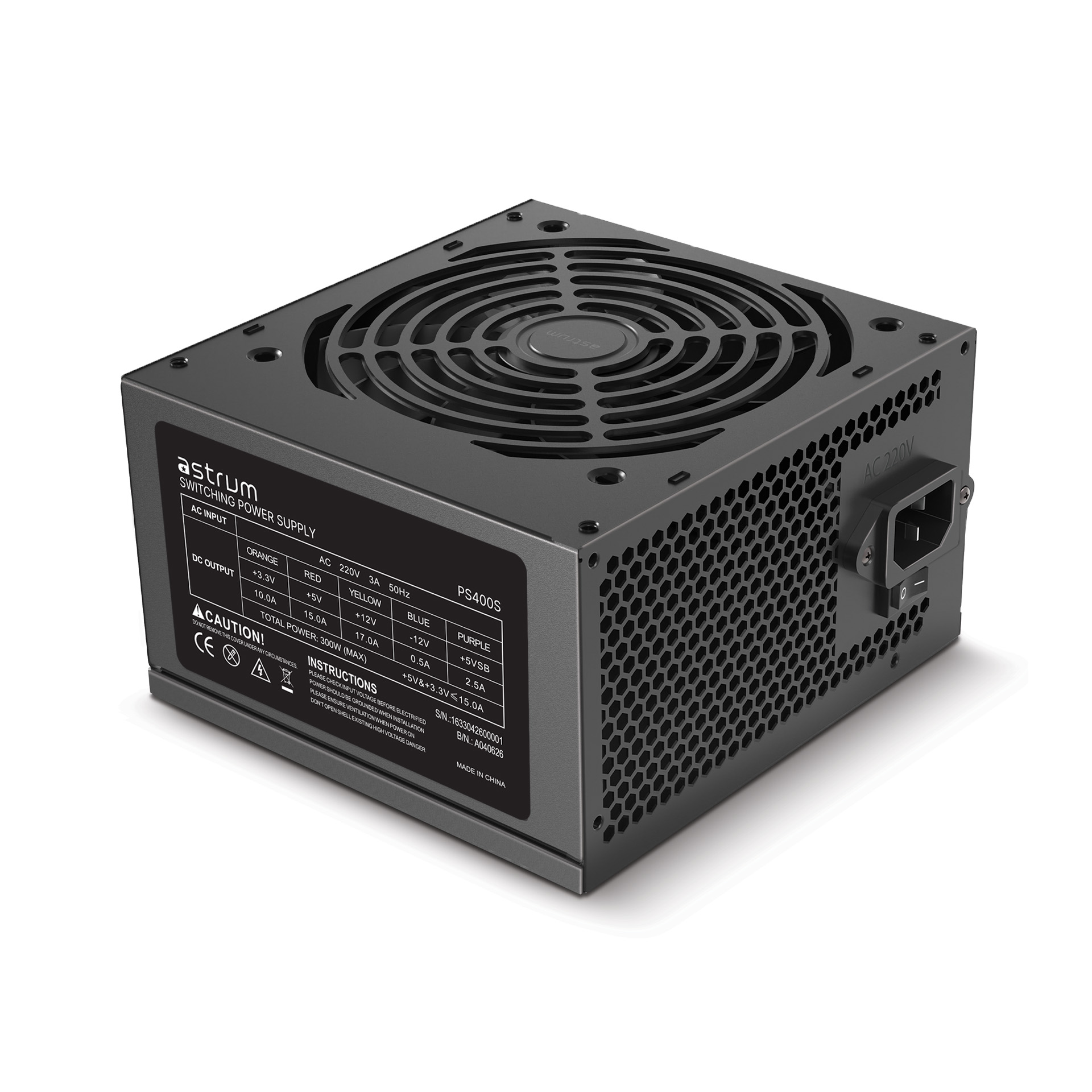 PS400S ATX Power Supply 300W 8P+6P PCI-E