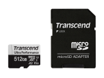Transcend MicroSDXC 300S 512GB with adapter, 512 GB, MicroSDXC, Class 10, NAND, 95 MB/s, 40 MB/s