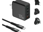 RCT 100W GaN fast charging travel kit | Travel adapter + (EU+UK+SA) Plug and Cable