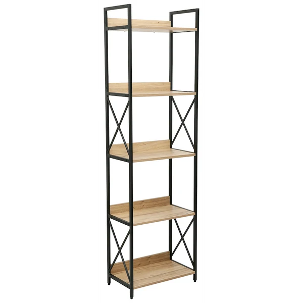 Everfurn Scandanavian Tall Bookcase with Steel Frame