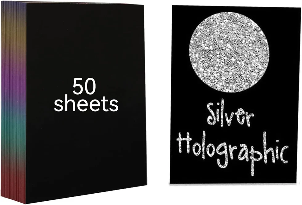 Creality - A4 Holographic Silver Laser Scratch Art Paper - 50 Sheet Pack
