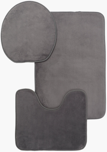 Casey 3 Piece Bathroom Mat Set Dark Grey 50X80