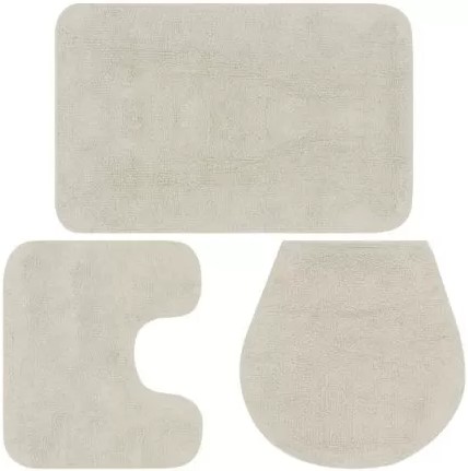 Casey 3 Piece Bathroom Mat Set Cream 50x80