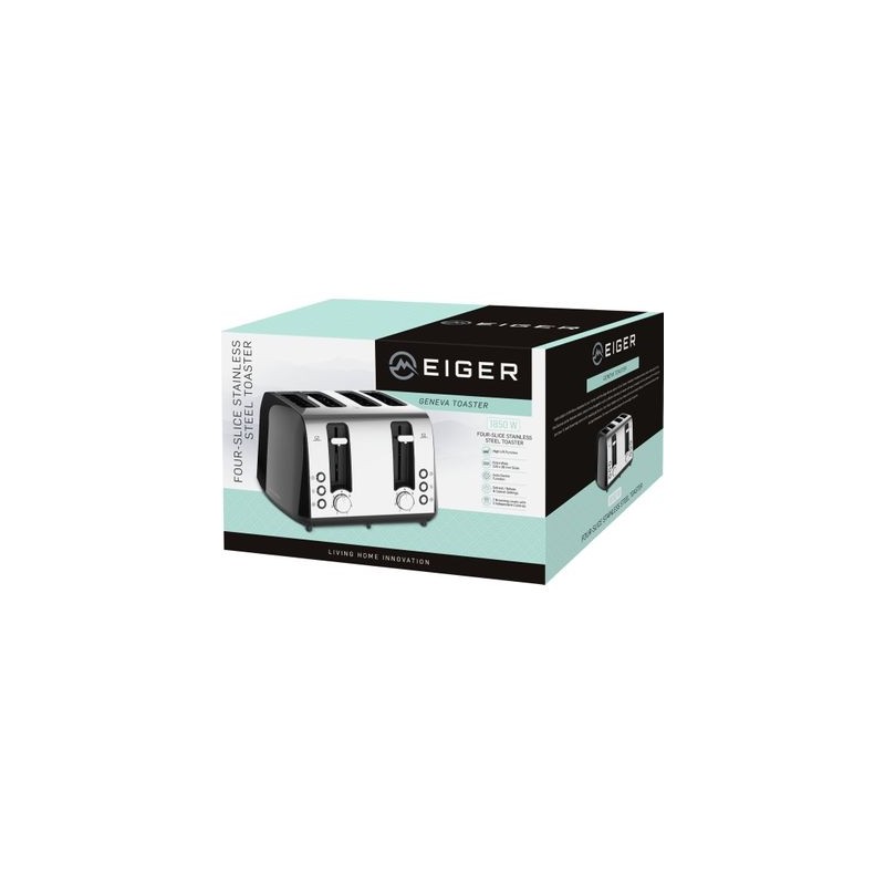 Eiger Geneva 4 Slice Stainless Steel Toaster - Black