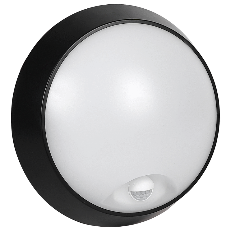 Ellies Spectra Series - AC 15W Round LED Bulkhead with 3CCT and Sensor - BK